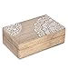 Ajuny Wooden Handmade Decorative Jewelry Storage Box Corner Flower Design Multipurpose Treasure Chest Keepsake Organizer Necklaces Bracelet Watch Boxes Gifts 8x5 Inch