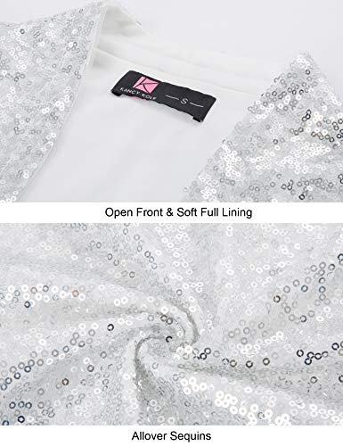 image for KANCY KOLE Women’s Casual Long Sleeve Jackets Glitter Sequin Bolero 