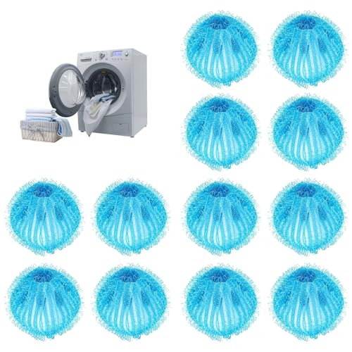12 Stücke Tierhaarentferner für Waschmaschine,Wiederverwendbarer Haarfänger,Fusselbälle Waschmaschine,Fusselball Für Waschmaschine zur Haarentfernung,Katzenhaarentferner Waschmaschine,Wäschepflegezube