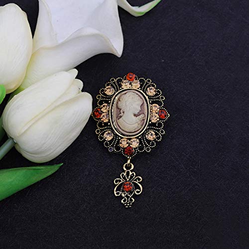 Gzrlyf Victorian Cameo Pin Vintage Rhinestone Brooches Jewelry2