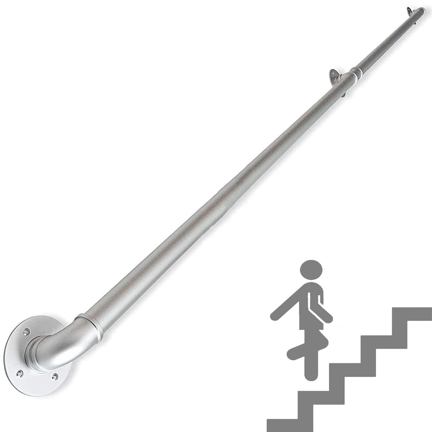 Rampe de tuyau métallique avec support mural de décoration pour escalier intérieur