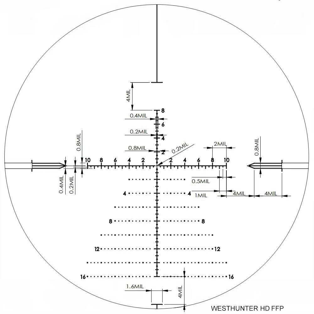 WestHunter Ottica HD 6 – 24 x 50 FFP, 30 mm First Focal Plane tattico di precisione (1/10 MIL)