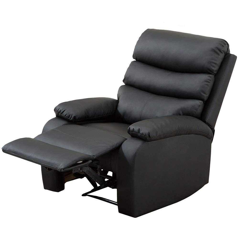 gridinlux, Sillón Relax Masaje Extra Acolchado Negro, Reclinable, 5 Modos, Función Calor Lumbar, 8 Motores, Mando de Control, 4 Zonas de Masaje, Polipiel