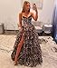Mollyevers Corset Prom Dress with Slit Strapless Tiered Chiffon Cheetah Print Formal Dresses for Women Size 6