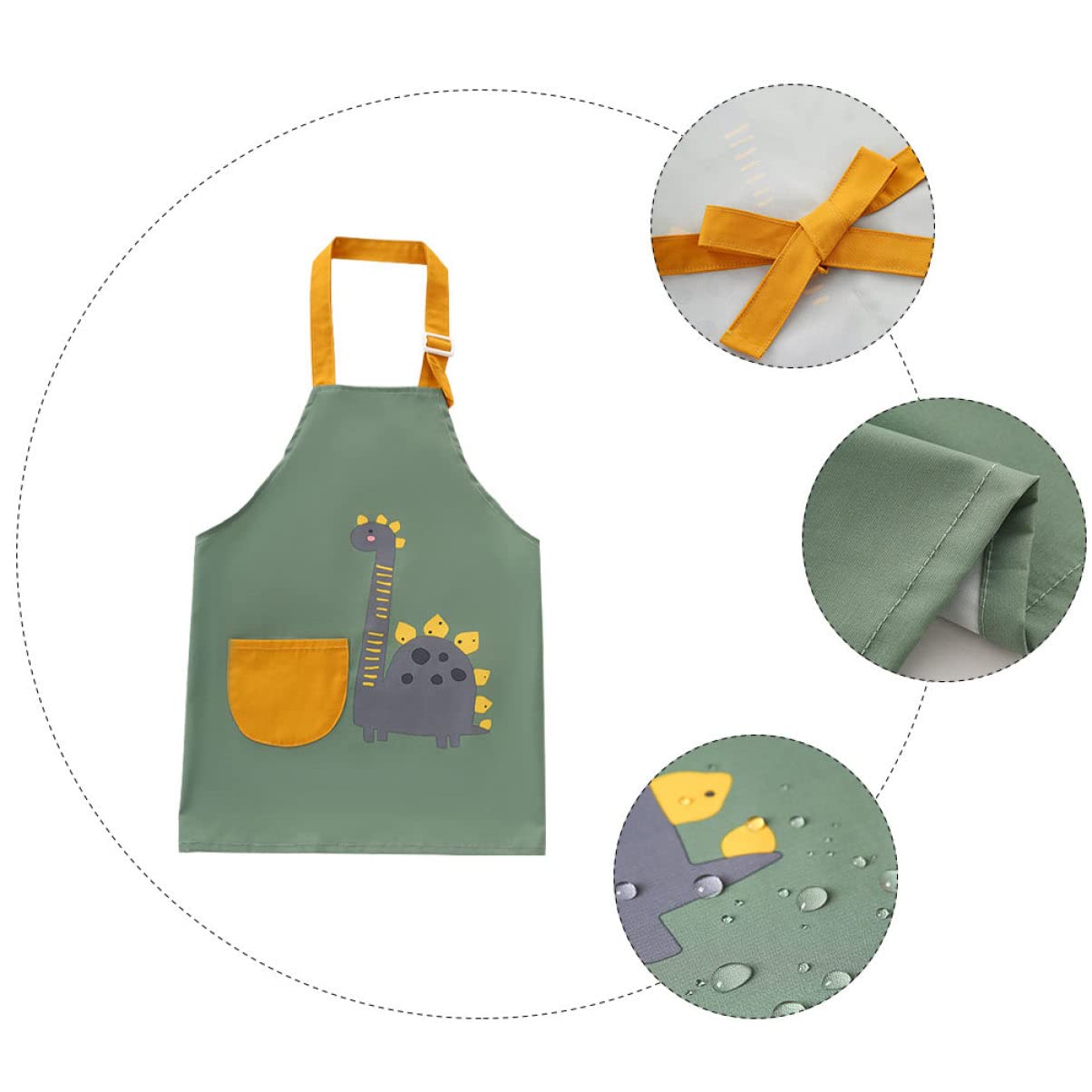 Mipcase 3pezzi Grembiule Per Ragazzo Ragazza Grembiule Da Pittura Con Tasche Regolabili Per Attività Artistiche e Gioco Età Consigliata Anni Verde