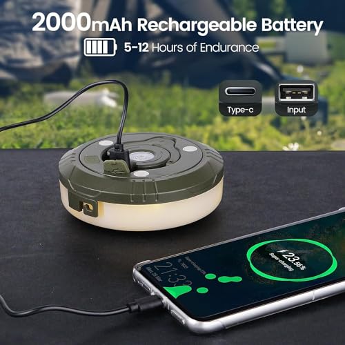 Image of BONZELLA Outdoor String Lights for Decoration 32.8FT,2 in 1 Rechargeable Camping String Light & LED Flashlight Torch with 8 Lighting Mode for Hiking,Tent, Portable USB Camping Lantern with Powerbank