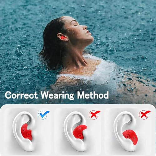 Image of Reusable Waterproof Silicone Swim Ear Plugs for Adults & Kids | Soft Anti-Slip Ear Protection for Swimming, Bathing, Shower, Surfing & Diving | Comfortable Noise Reducing Design with Carry Case