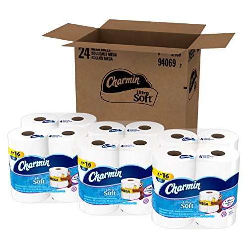 Image of Charmin Ultra Soft Toilet Paper, Bath Tissue, Mega Roll, 24 Count, 4 Count (Pack of 6)