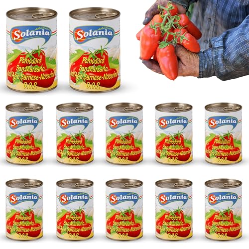 DELICRET - SOLANIA - San Marzano Tomaten DOP 12x 400g Dose mit Rezeptguide|ganze geschälte...