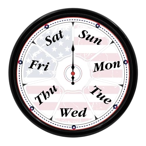 Presentastic Retirement Gifts for Men, Day of The Week Clock, Funny Grandpa Gifts, Day Clocks for Seniors Grandparents Patriotic Living Room Decor