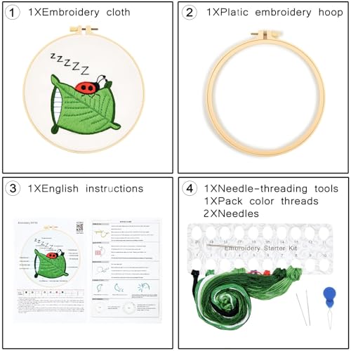 Image of Embroidery Kits for Beginners Adults, Cute Hand Embroidery Starter Kit, Cross Stitch Kits for Beginners DIY Craft Kits for Adults Women, Entire Set of Embroidery Supplies【Full-Length Video Tutorial】