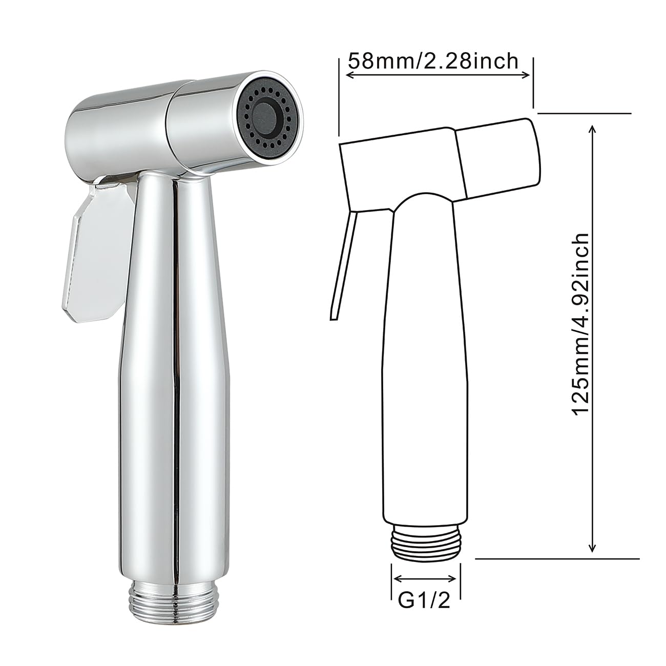 Set miscelatore per bidet da parete cromato, per WC con doccetta musulmana per acqua calda e fredda, con kit spruzzatore Shattaf
