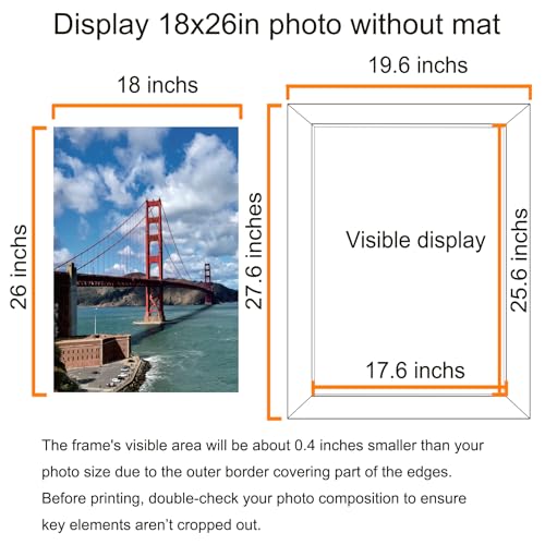 Image of LUCKYLIFE 18x26 Picture Frame, Wall Hanging Poster Frames, Display Pictures 18 x 26 without Mat, Pack of 2, Black