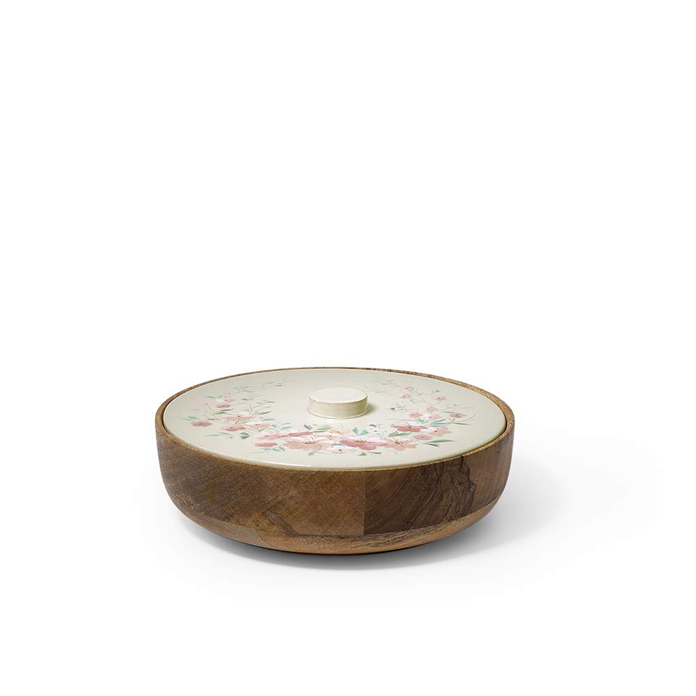 Buy Ellementry Wood Roti Box with Lid Brown Online at Low Prices in