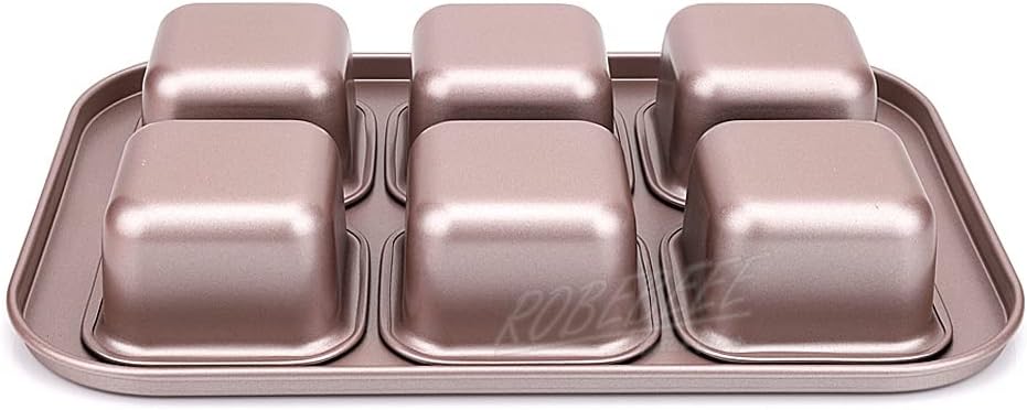 1 6 12 Cups Square Cube Nonstick Heavy Carbon Steel Cake Mold Jelly Pudding Molding Cheese Tart Mould DIY Home Bakeware Gadgets (1pc 6-cup Square Cake Mold)