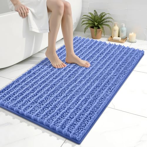 Image of Arotive Luxury Bathroom Rugs 36x24, Extra Soft Thick Absorbent Shaggy Chenille Bath Rugs, Machine Wash Dry, Bath Mats for Bathroom Floor, Tub and Shower, Home Decor Accessories, Cornflower Blue