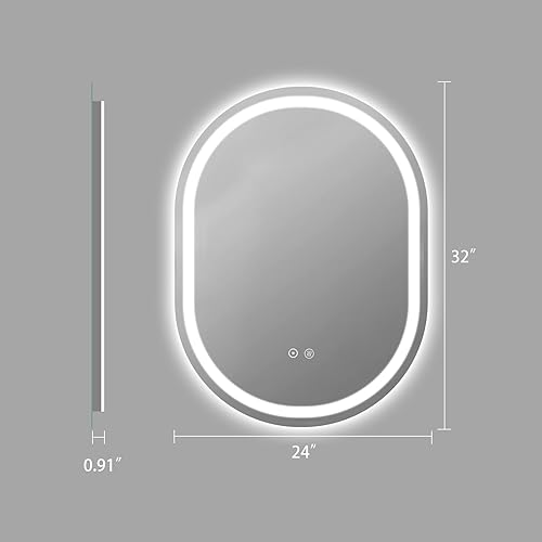 Miniatura 6 de SaniteModar Espejo LED antiniebla de 32 x 24 pulgadas, espejo LED regulable de 3 colores para baño, espejo de maquillaje montado en la pared