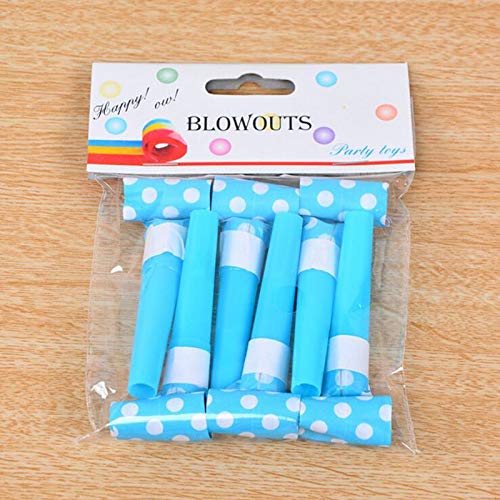 Rozi Decoration� New Colorful Polka Dot Blowouts Paper Blow Outs Noise Makers Whistle Horn Cheering Props Birthday & Kids Party Supplies (Pack of 20, Sky Blue)