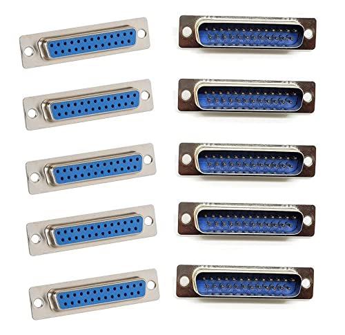 5 Pair DB25 Connector Male and Female Pair 25 Pin Electrical RS232 D-SUB Connector Solder Type 2 Row DB25 rs232 Connector Male and Female Pair for Computer PCB Connector-picture-23