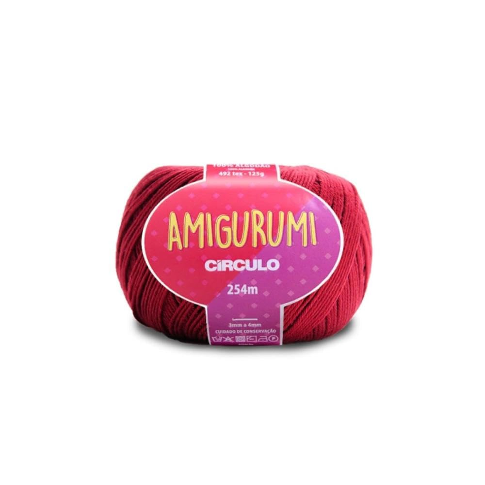 Circulo Amigurumi Yarn, 100% Mercerized Brazilian Virgin Cotton - Cotton Yarn for Crocheting and Knitting, Soft Yarn, Red Yarn Art - Sport Weight Yarn, 4.4 oz, 278 yds - Color 7136 - Marsala — image 1