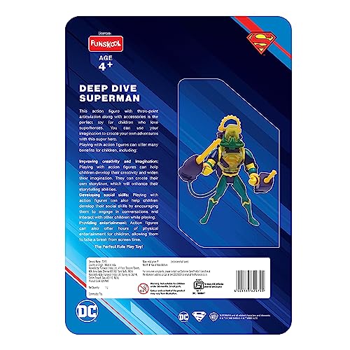 Image of Funskool-Deep Dive Superman,Classic Action Figures with Articulation,6 inches,Collectible,for 4 Year Old Kids and Above,Toy