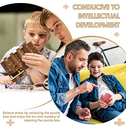 4 Pieces Wooden Puzzle Box Gift Card Wooden Puzzle Box Magic Money Case Holders Teaser Toys Wood Lock Box Mysterious Birthday Gift For Kids Adults, 4 Styles (Classic Style) #TOP4
