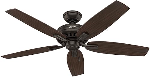 Hunter Fan Ventilador de techo de 52 pulgadas en bronce Premier con 5 aspas reversibles de nogal oscuro (renovado)
