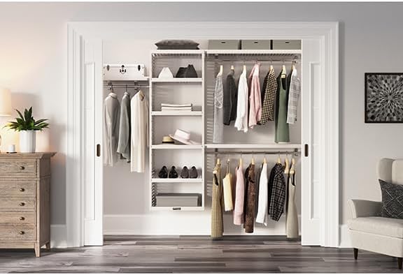 Solid Wood White Reach-In Closet System