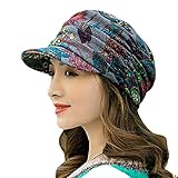Floral Pleated Short Brim Hat, Women's Winter Warm Vintage Velvet Knit Flower Hat (Gray)