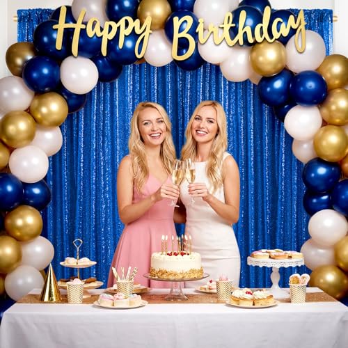 Image of 4th of July Party Decorations,1 Panel 5FTx8FT Navy Blue Sequin Backdrop Curtains, Glitter Party Decorations Background Drapes for Birthday Party Graduation Photo Booth Decor