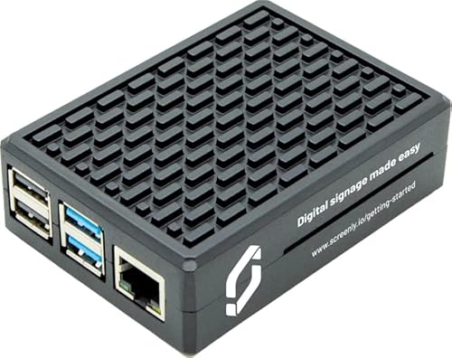 Screenly Digital Signage Player - Raspberry Pi4 4GB RAM w/16GB SD Card - Plug and Play Setup - Cloud Based Management Software - Full HD WiFi Ethernet HDMI USB-C POE