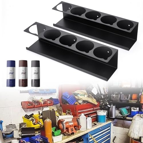 awagas 2PCS Sprühflaschenregal Wandregal, Aerosol Sprühdosenhalter Aufbewahrungsregal 5 Schlitzen Spray Bottle Storage Rack für Garage Geschäft Zuhause