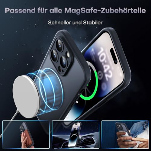 TOCOL 3 in 1 für iPhone 14 Pro Hülle für Magsafe, Vollständiger Kameraschutz Stoßfest Kratzfest Magnetisch Handyhülle für iPhone 14 Pro Case, Schwarz – Bild 4