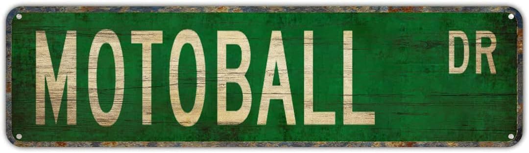 peiyeety Vintage Metal Tin Sign Decorative Wall Art For Home, Motoball Field, Rustic Style, Motoball Dr Themed Street Sign, Durable Waterproof Rustproof, Easy To Mount, 4x16 Inch