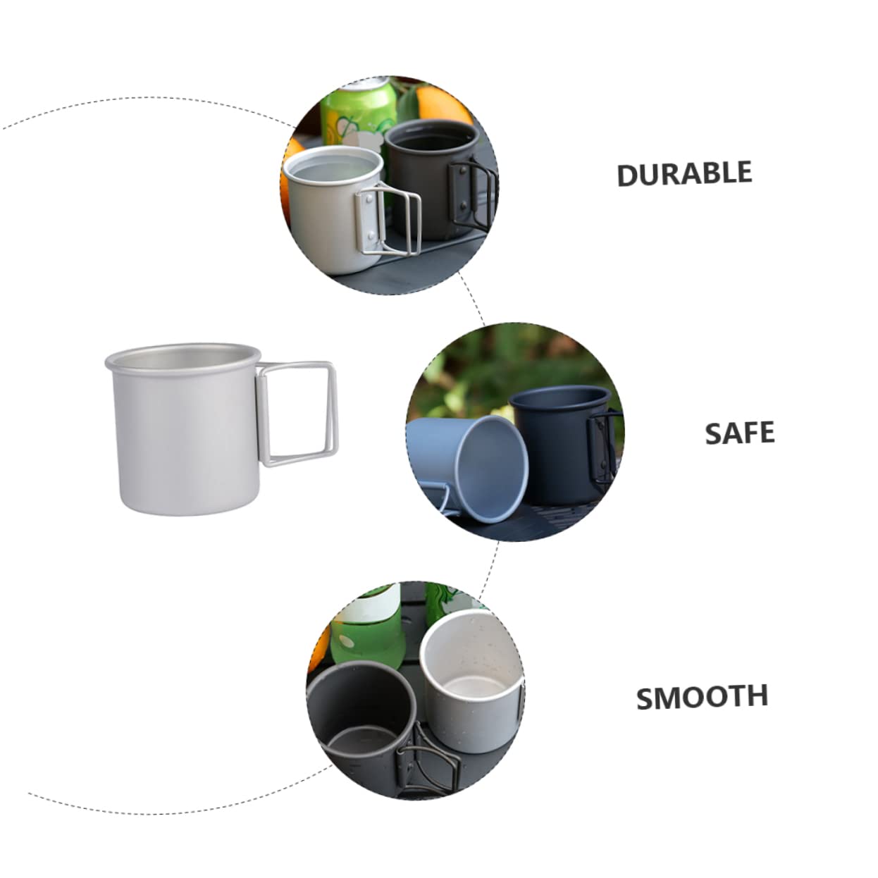 BESTonZON 2stücke Faltbarer Trinkbecher aus Aluminiumlegierung Tragbarer Wasserbecher Faltbarer Griff für Kaffee Bier und Andere Getränke Platzsparend Zusammenklappbar