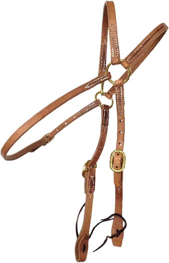 Saddles & Such New Herman Oak Leather Mule Headstall W/Brass Snap at Crown
