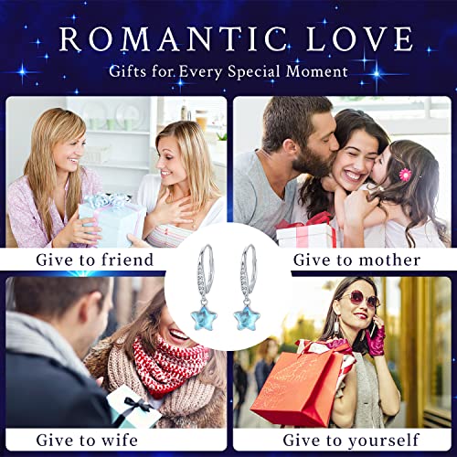 Star Moonstone Earrings For Women Girls S925 Sterling Silver Hypoallergenic Star Earrings Drop Dangle Teardrop Leverback Earrings Jewelry Gifts #TOP6