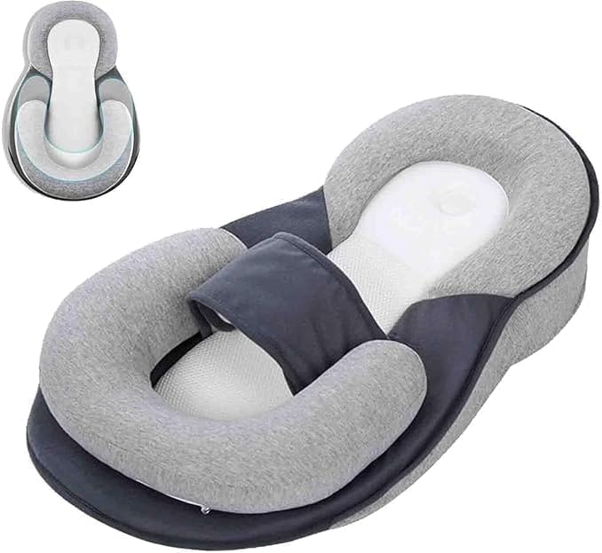 Wedge Pillow for Newborn, Support Pillows, Reflux Wedges Breastfeeding Nursing Feeding Reducing Spit-Up with Safety Strap (Gery)