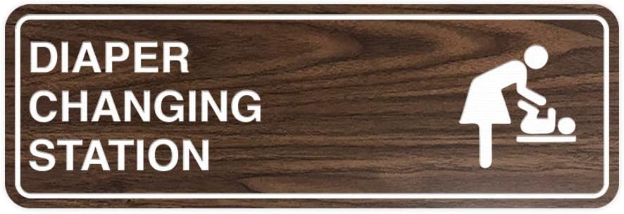 Signs ByLITA Standard Diapers Changing Station Sign (Walnut) - Large