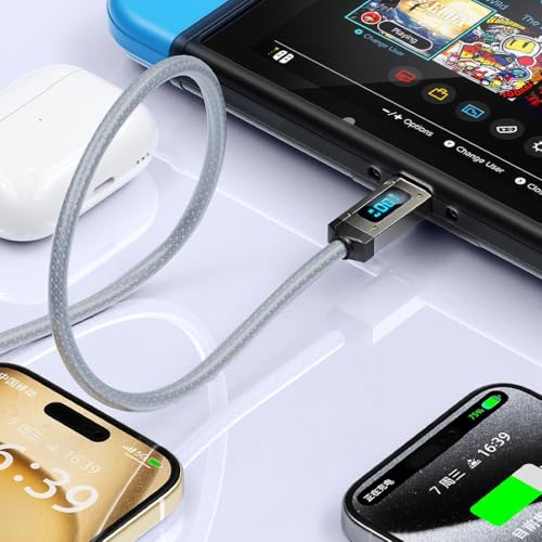 Image of Verilux TYPC C Charging Cable for iPhone 15, PD 240W TYPE C to TYPE C Fast Charging Cable Data Cable, Support USB 2.0 480Mbps Data Sync, 6.6ft LCD Display TYPC C Cable for Phone, Tablet