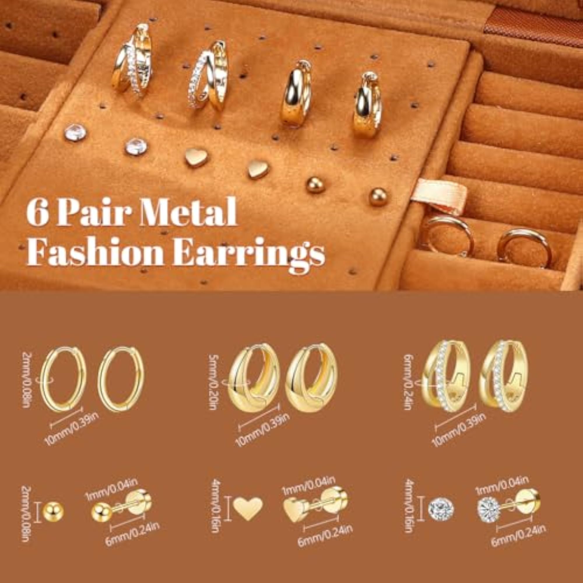 Women's Gold Stud Earring Stainless Steel Cartilage Combo Set