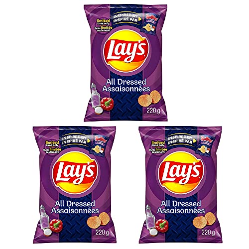 Lay's All Dressed Flavoured Potato Chips, 220g/7.8 oz., 3-Pack {Imported from Canada}