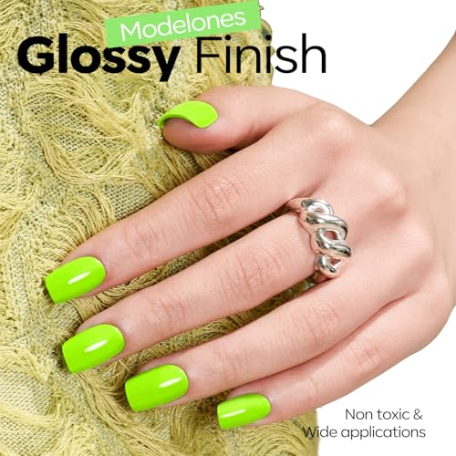 Image of modelones Green Gel Nail Polish Neon Green Gel Polish Lime Summer Nail Poish Soak Off Pastel U V Nail Design Salon DIY Manicure 15 ML