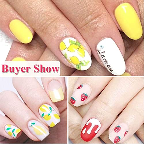 Fruits Nail Art Stickers Decals Water Transfer Slider Lemon Watermelon Orange Strawberry Designs Nail Accessories Decorations Nail Supplies Nail Stickers For Women Girls Water Transfer Decals Summer (Fruit) #TOP3