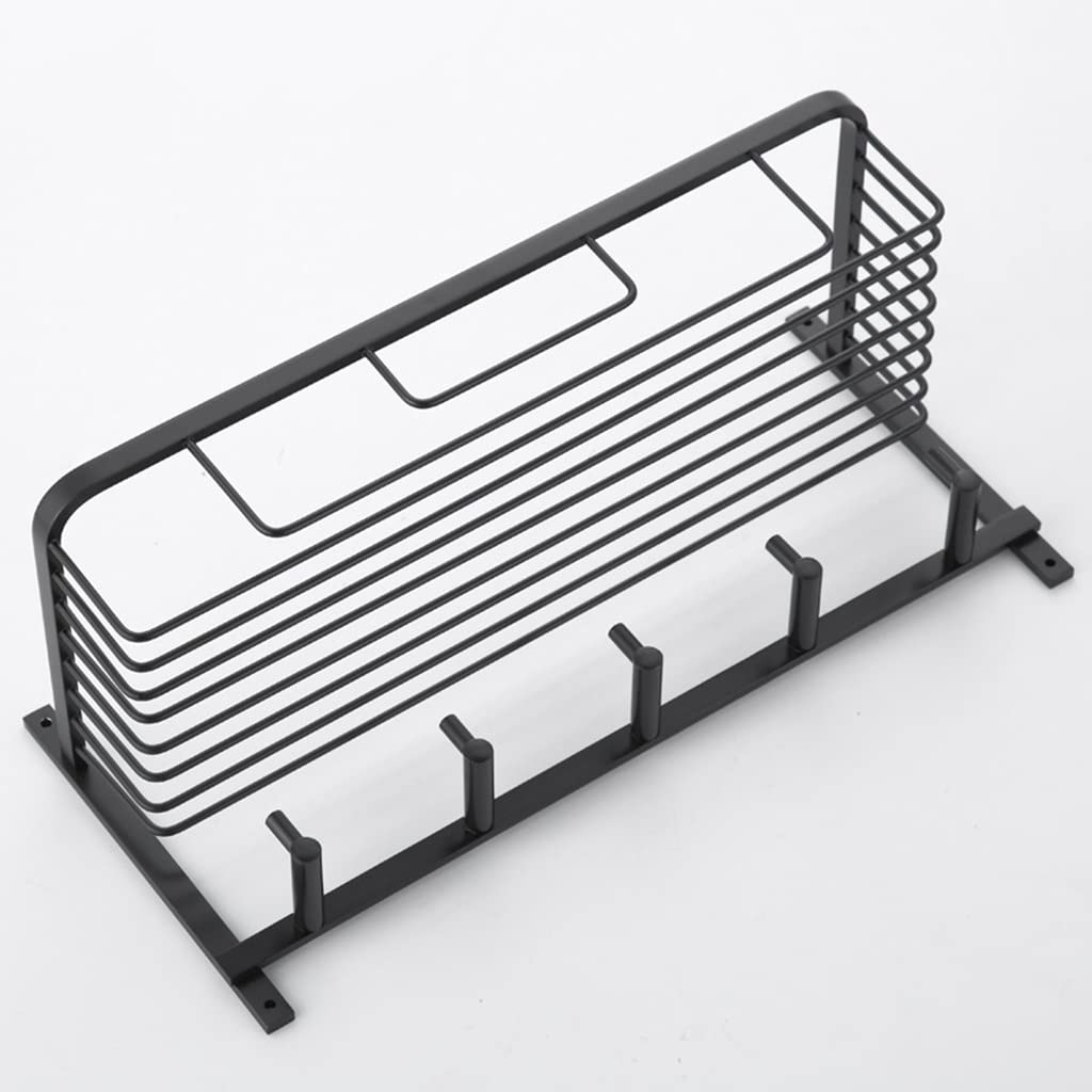 Estantes Estantes de Ducha de Esquina de Baño Estantes Flotantes Negro Cesta de Malla Ampliadare Completo Colgador de Toallas Colgante de Pared Inodoro Almacenamiento Cosmético Resistente a