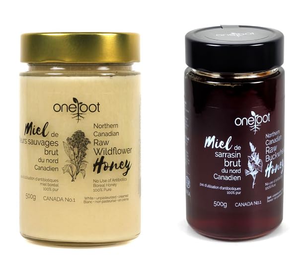 OneRoot Raw Honey Bundle 500g Buckwheat y 1.1 lbs Canadian Wildflower miniatura 1