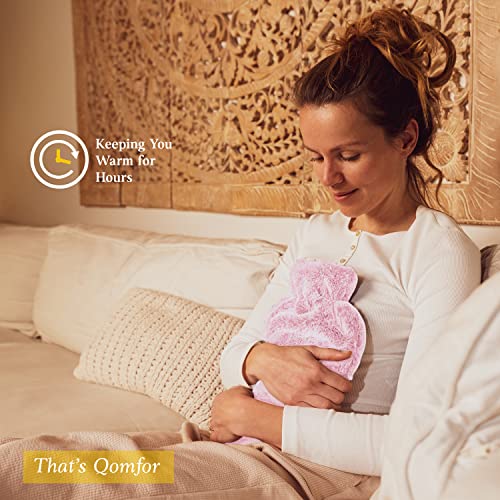 Qomfor Hot Water Bottle With Soft Cover - 1.8L Large - Classic Hot Water Bag For Pain Relief, Neck And Shoulders, Feet Warmer, Menstrual Cramps, Hot And Cold Therapy - Great Gift For Girls - Pink #TOP4