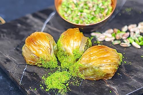 Gulluoglu Mussel Shaped Pistachio Baklava, 10 Pieces (1.1 Lb-500 Gr), Daily Fresh Shipment From Istanbul/Turkey #TOP7
