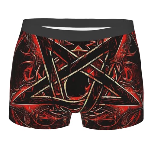 Demon Satan pentagram flame Dark Men Boxer Briefs Underwear Breathable Stretch Underpants X-Large Black