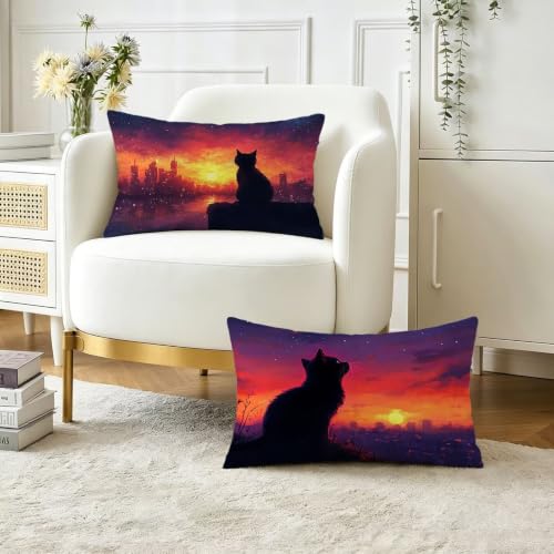 Housse coussin 50x70 noir coussin extérieur imperméable lot de 2